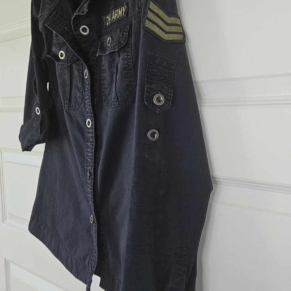 Ashley by 26 International Navy Blue Utility Shirt Jacket sz L - Picture 3 of 6